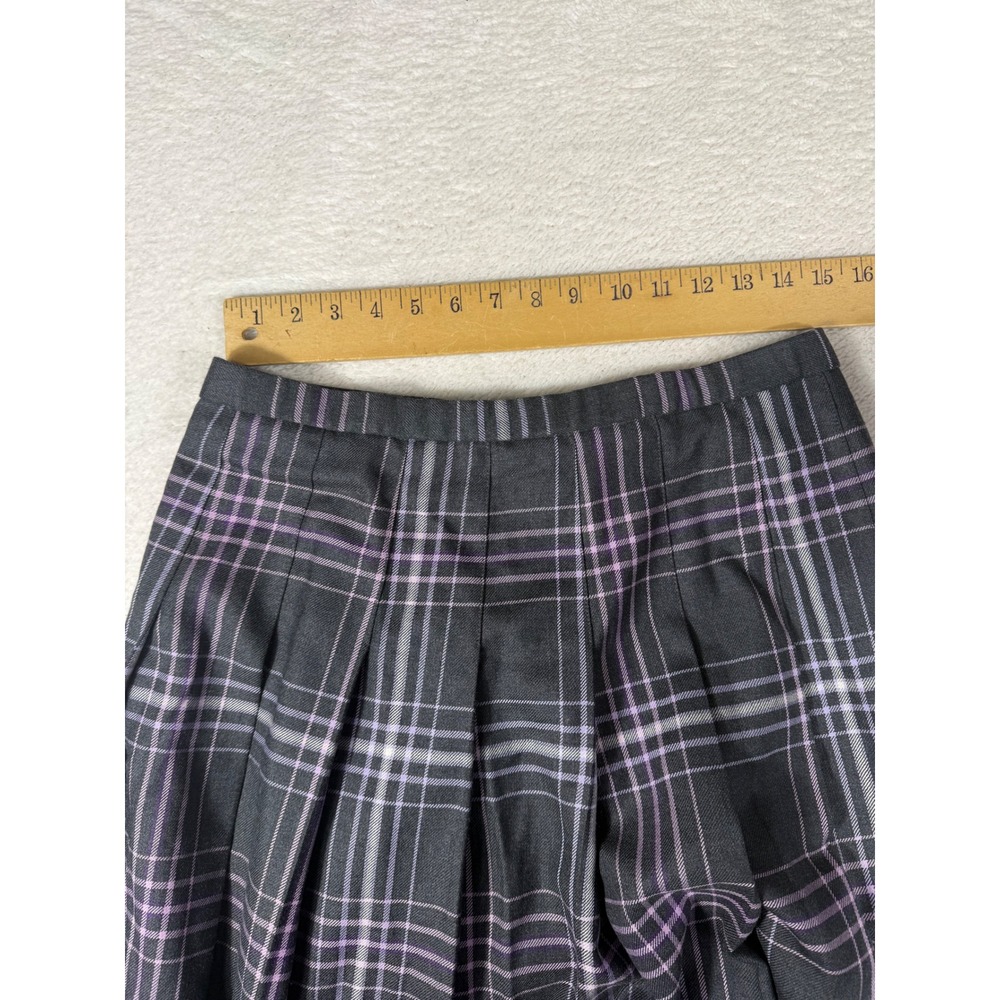 Pendleton Pleated Midi Skirt Women Size 14 Gray Purple Plaid 100% Wool USA - Picture 3 of 10